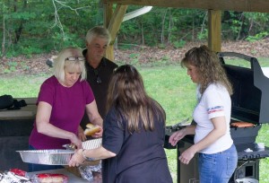 Bonnie and volunteers cooking up the wonderful food today.